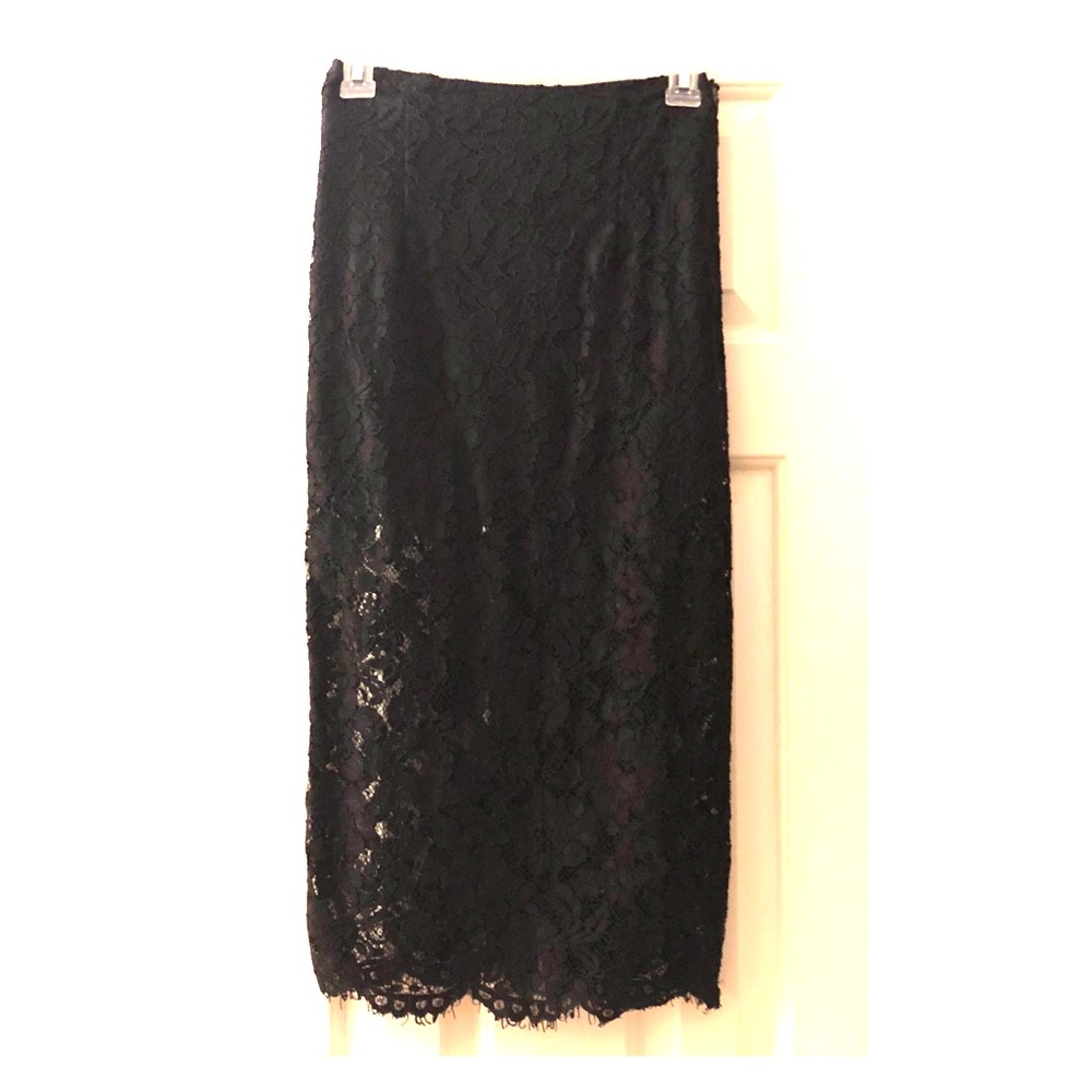 Black lace pencil skirt